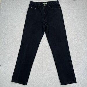 Vintage 90s Guess Jeans Mens 32 (31x32) Black Straight Denim Triangle USA Made